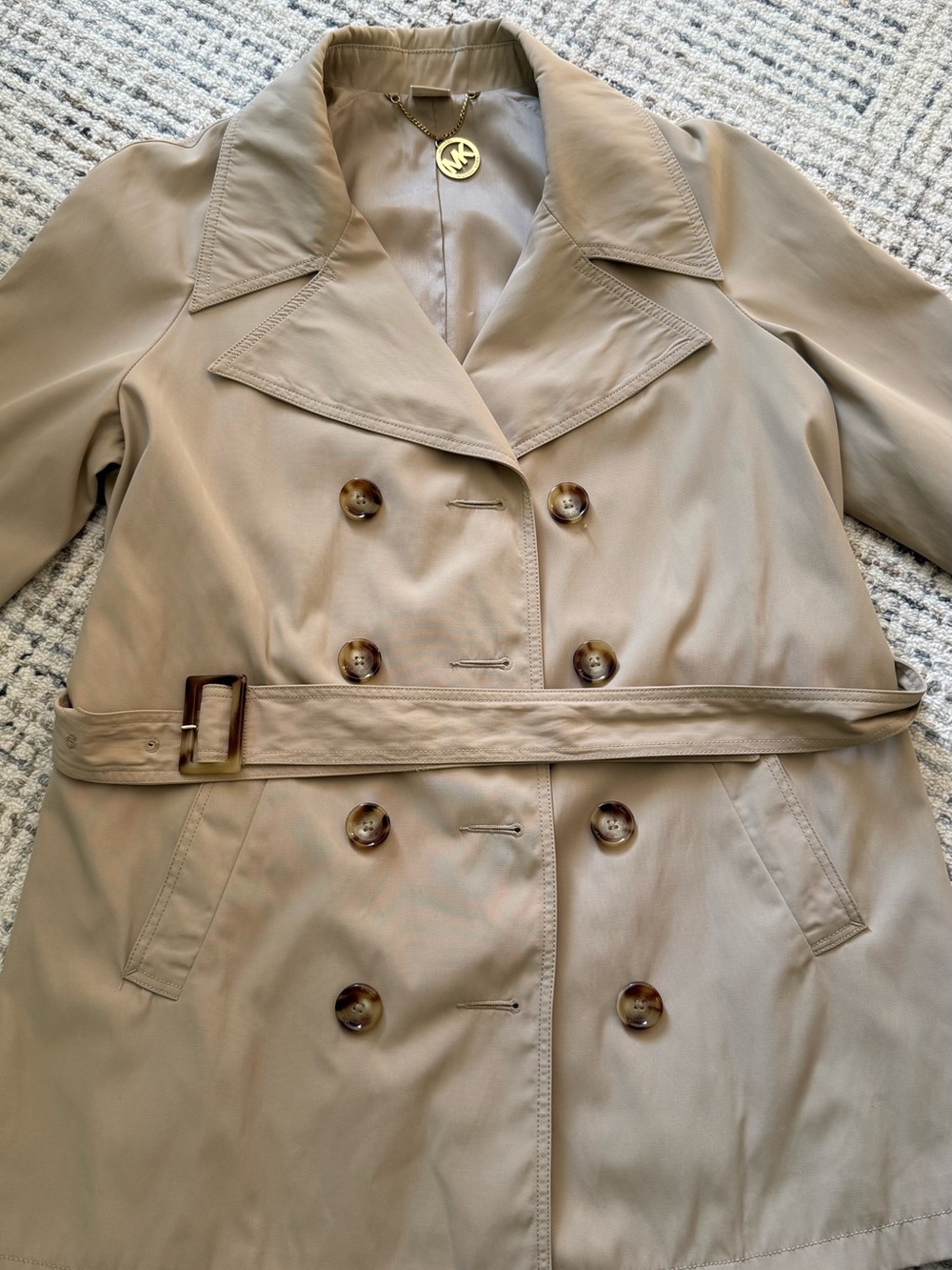 Michael Kors Women's Beige Double-Breasted Trench Coat